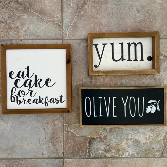 Hobby Lobby Other - Farmhouse Style Kitchen Signs Wood Set Of 3 Rustic Wall Decor Country Modern Art